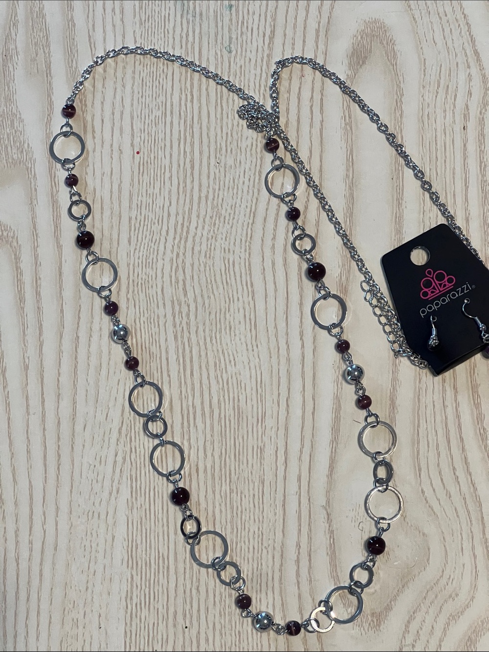 paparazzi Silver-tone Necklace with Deep Brown Beads